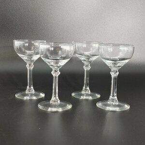 Set Of 4 Vintage Cocktail Clear Crystal Champagne Sherbet Wine Stemmed Glasses